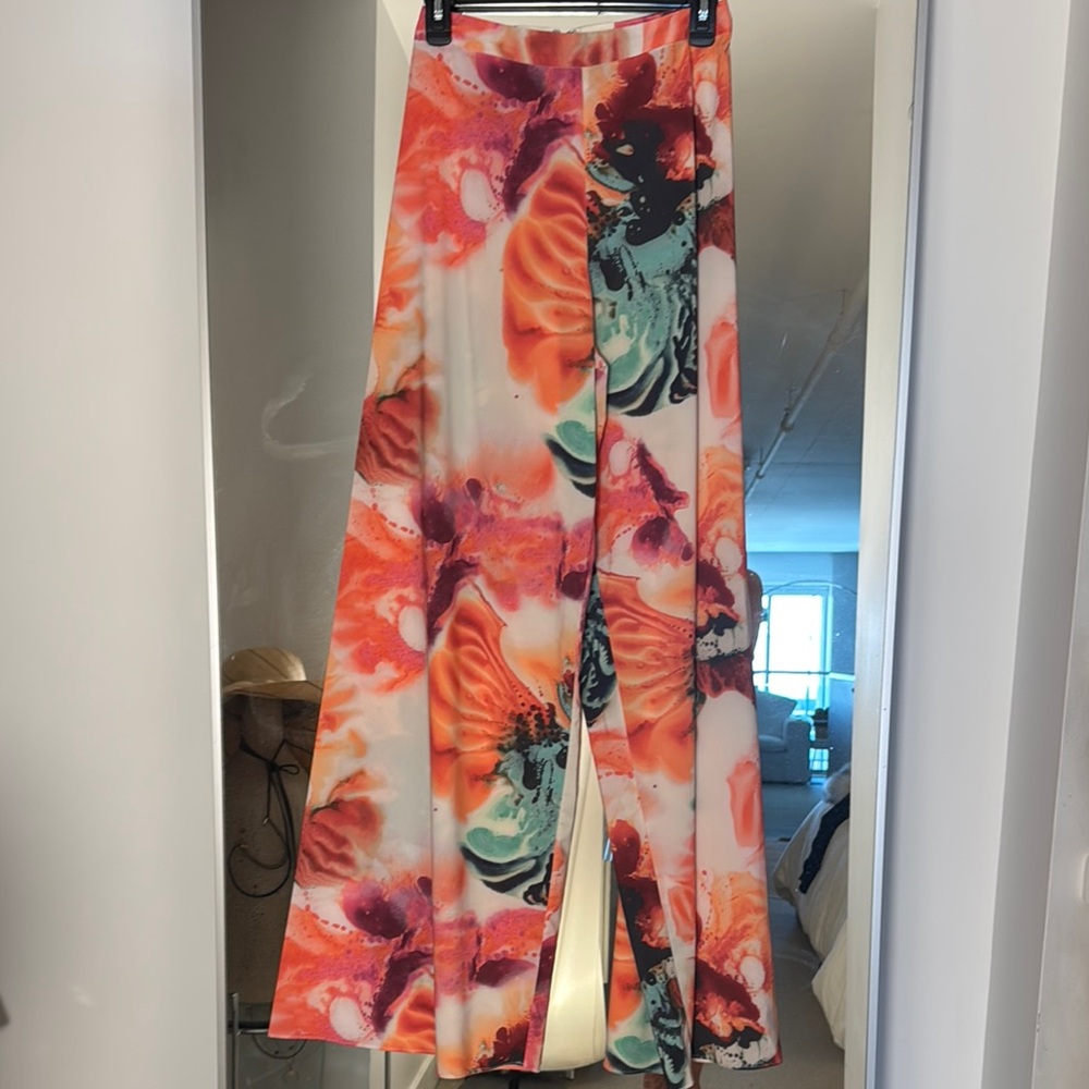 Alice + Olivia Orange and Pink Wide Leg Pants size 2